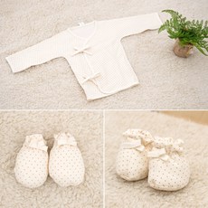 출산패키지 3종세트 만들기(배냇저고리+손싸개+발싸개)(유기농 DIY), 브라운도트, 배냇저고리+손싸개+발싸개, 1개