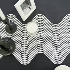 바이지미 모노 웨이브 테이블러너, 화이트, 2인 (130 x 26cm)