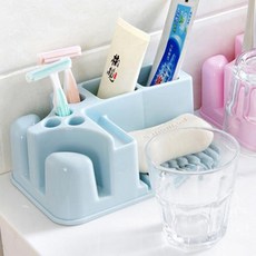 예홈 올인원 칫솔꽂이 비누받침대, 블루, 1개
