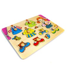 해피타운 15종 원목 꼭지퍼즐, 04.여자아이, 1개