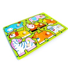 해피타운 15종 원목 꼭지퍼즐, 06.가축_동물혼합, 1개