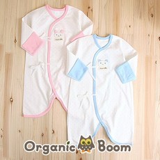 [오가닉붐]착한 유기농 모티브 배냇가운 (토끼 곰돌이 중 택1)