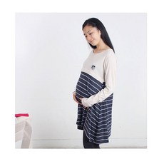 마더라이크 F.긴팔JS후리아수유티- 빅사이즈 수유복 수유원피스 임부복