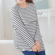 마더라이크 JS.긴팔니콜단가라수유티- 빅사이즈 수유복 모유 홈웨어