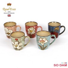 소담 핸드페인팅 380ml 머그 5P선물세트, 5색, 1세트