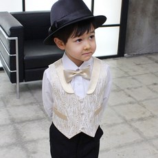 골드 카라 조끼+타이