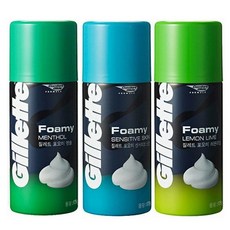 질레트 포오미 175g 멘솔 레몬 센서티브 3개 쉐이빙 폼, 멘솔/레몬/센서티브