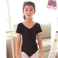 국산 유아/주니어 발레리나 반팔레오타드(블랙)