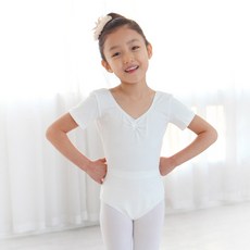 국산 유아/주니어 발레리나 반팔레오타드(화이트)