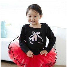 국산 유아/주니어 토슈즈긴팔 발레티셔츠(블랙)