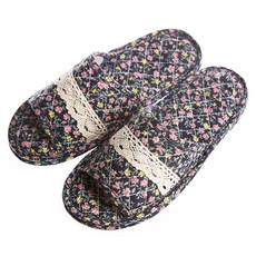 케이에스몰 더블패드 안개꽃 면실내화 거실화 슬리퍼 퀼트거실화 면슬리퍼 쿠션패드 여름거실화, MF-174 네이비, 1개