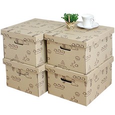 커피프린트 트렁크 종이정리함 4종, 무지(커피프린트), 1개