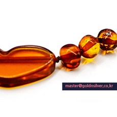 골드앤실버 꼬냑 미아방지 호박목걸이 천연호박 목걸이, 호박 미아방지 목걸이, 1개