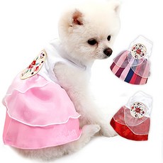 해피앤퍼피 개량 드레스 애견 한복, 핑크, 1개