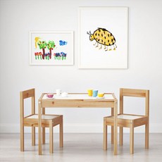 [무료배송]이케아 LATT 어린이테이블+의자2개세트 유아테이블 유아의자, 내추럴&화이트(어린이테이블+의자2개)