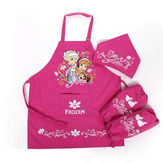 겨울왕국 방수 앞치마 세트(앞치마_토시_두건)