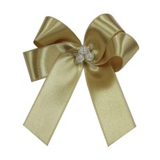 나모몰 핸드메이드 리본꽃 완성리본, 구슬보우_금색, 1개