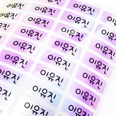 미르네임 1+1 방수 네임스티커 사각(가로형) 소형, 핑크홀로 심플 소형, 1set