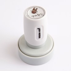 디자인아지트 주문제작 스탬프빅큐트 원형 모티브 스탬프, 화이트, 보라