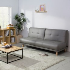 [20조한정 추가즉시할인] 에보니아 라인 3인용쇼파 소파베드 / 듀얼 등받이3단계각도조절, PU_그레이