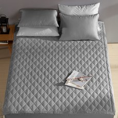 보드래 순면 60수 데일리 누빔 침대패드, 그레이