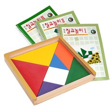대형 칠교(교사용자료)와 교재 3권/원목퍼즐/탱그램, 1개