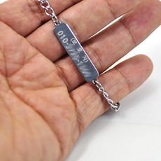 에스제이피닉스 스텐리스 팔찌이름표 이니셜 지체 정신장애 치매, 스텐레스-실버, 1개