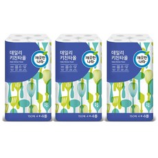 깨끗한나라 데일리 키친타올 150매 x 8롤, 3개