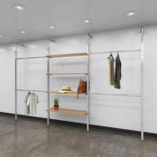 벽면형 폴행거 혼합세트 3열8단-A(2.4m), 사각폴대/각파이프(블랙):매플/300x600