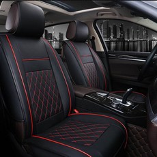 제이제이모터스 자동차시트커버 3p 풀세트, 블랙 + 레드, 1세트