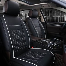 제이제이모터스 자동차시트커버 3p 풀세트, 블랙 + 화이트, 1세트
