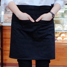 쉬라즈 카페 바리스타 허리 하프 앞치마, 블랙, 1개