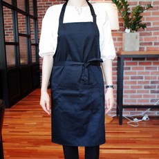 쉬라즈 바리스타 원피스 앞치마, 블랙, 1개