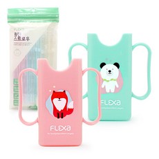 플렉사 미니팩홀더 125ml 우유두유케이스+빨대, 01_플렉사 미니팩(핑크-여우)+빨대60p, 1개