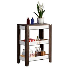 심플 다용도 3단 수납장 밥솥 렌지다이 원목수납장, 초코