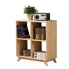 와이드 2단 오픈수납장 원목책장 장식장, 내추럴