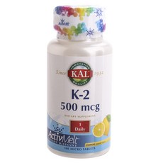 Kal K-2 500mcg Activmelt 레몬 타블렛, 100개입, 1개, 100정
