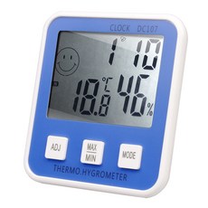 온도습도계 디지털 온습도계 탕온계 전자 실내외 온도계 습도계 물온도계, (4컬러이모티콘온습도계-파랑)