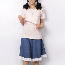 마더라이크 M.베이직반팔수유티- 여름 면 수유복 빅사이즈 임부복