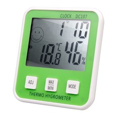 온도습도계 디지털 온습도계 탕온계 전자 실내외 온도계 습도계 물온도계, (4컬러이모티콘온습도계-초록)