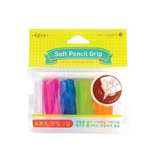 모닝글로리 소프트 연필그립 4종 세트, 블루, 핑크, 옐로우, 오렌지, 1세트