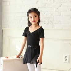 국산 유아/주니어 랩쉬폰 발레스커트(블랙)상의 레오타드제외