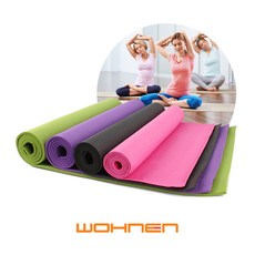 WOHNEN PVC 요가매트 필라테스 홈트레이닝, 보넨요가매트3mm-블루(스트랩O)