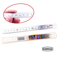 KAWASA 가와사 일본 일산 철직자 150mm 15cm 유광 스텐레스자 철자 스틸자 직자, 150mm (1466150), 1개