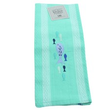 Design Imports 피쉬 임브로이더드 디쉬타월 키친크로스, Blue, 1개