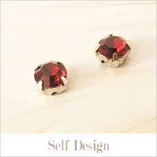 라핸즈 레드 라운드 0.9cm 유리캡보석 2개