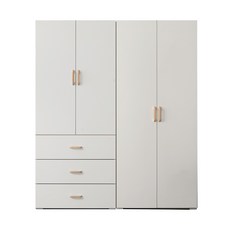케이컴퍼니 LPM 이음1600장롱세트CD(3서랍옷장+긴문장) 장롱세트, 화이트-3서랍옷장+이불장