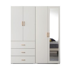 케이컴퍼니 LPM 이음1600장롱세트CM(3서랍옷장+거울옷장 이불장) 옷장세트, 화이트-3서랍옷장+거울이불장