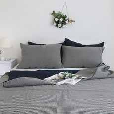 까사베르데 깅엄체크 홑겹이불 150x210cm, 네이비