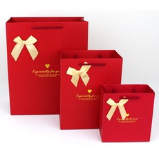 휴니프 종이가방 리본 쇼핑백, 레드